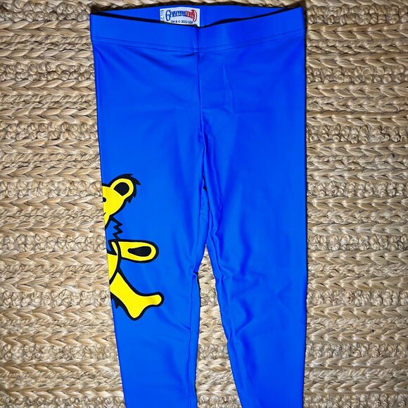 Section 119 Pants - Grateful Dead Blue Leggings with Yellow Bear Graphic